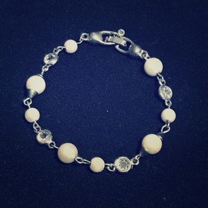Sterling silver pearl bracelet with CZ